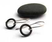 Continua black steel and sterling silver earrings - made to order