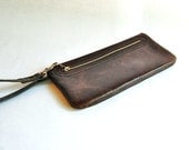 Salvaged Leather Graphite Zip Clutch