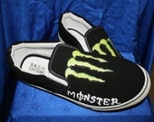 Hand painted Monster Energy Shoes Men's 9 1/2