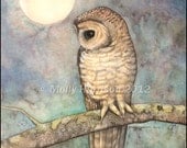 Northern Spotted Owl - Original Watercolor Giclee Print Wildlife Art