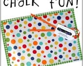 Chalk Mat / Chalkmat: Rainbow Dots - arts and crafts coloring travel placemat - chalk cloth & laminated cotton - take 20% Off