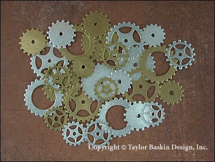 Steampunk Gears and Clock Pieces in Antique Silver Plate and Antique Polished Brass - (28 pieces - Mixed Lot Sampler Pack)