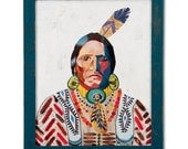 Tribal Collage Portrait, American Heritage Collection: Warrior, Original Artwork Made to Order, Native American, Feather Chevron Pattern