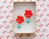 Red Flower Dangle Earrings