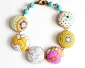 Colorful Textile and Turquoise Bracelet