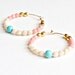Turquoise Gemstone and Pastel Beaded Gold Filled Hoops