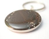 Computer Motherboard Keychain Brown Mens Key Chain Fathers Day Gift Under 25