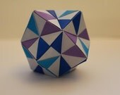 Synobe Cube Hybrid Origami Ball Blue, White and Purple Paper Art Home Decor