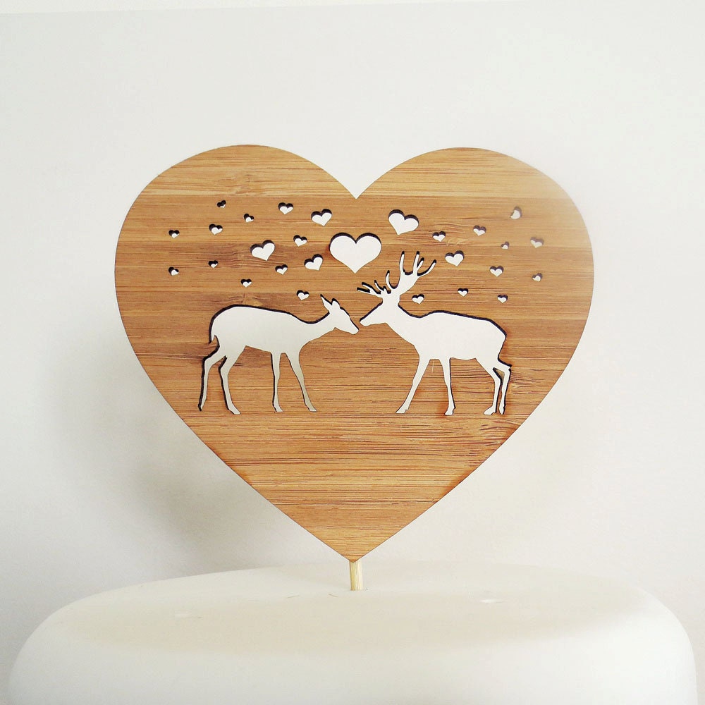 Deer-ly Beloved Woodland Cake Topper - Bamboo - Wedding Cake Topper - Rustic Wedding - Modern Wedding