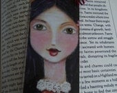 SUMMER SALE Dreaming Girl Art Print Bookmark, Children's Art, Children's Bookmark