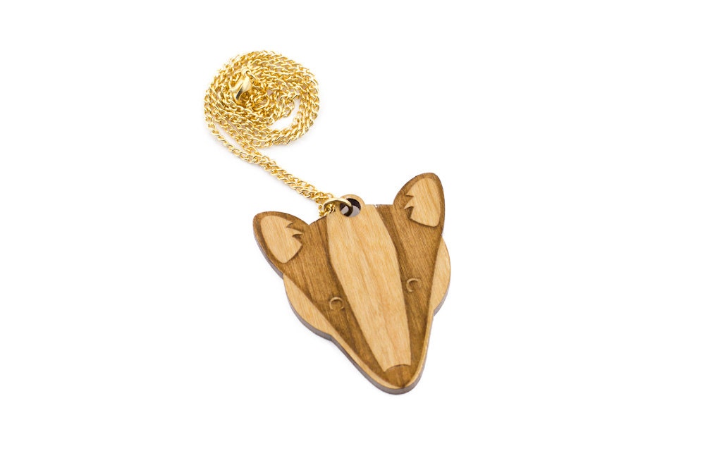 Wooden Badger Forest Necklace nature woodland