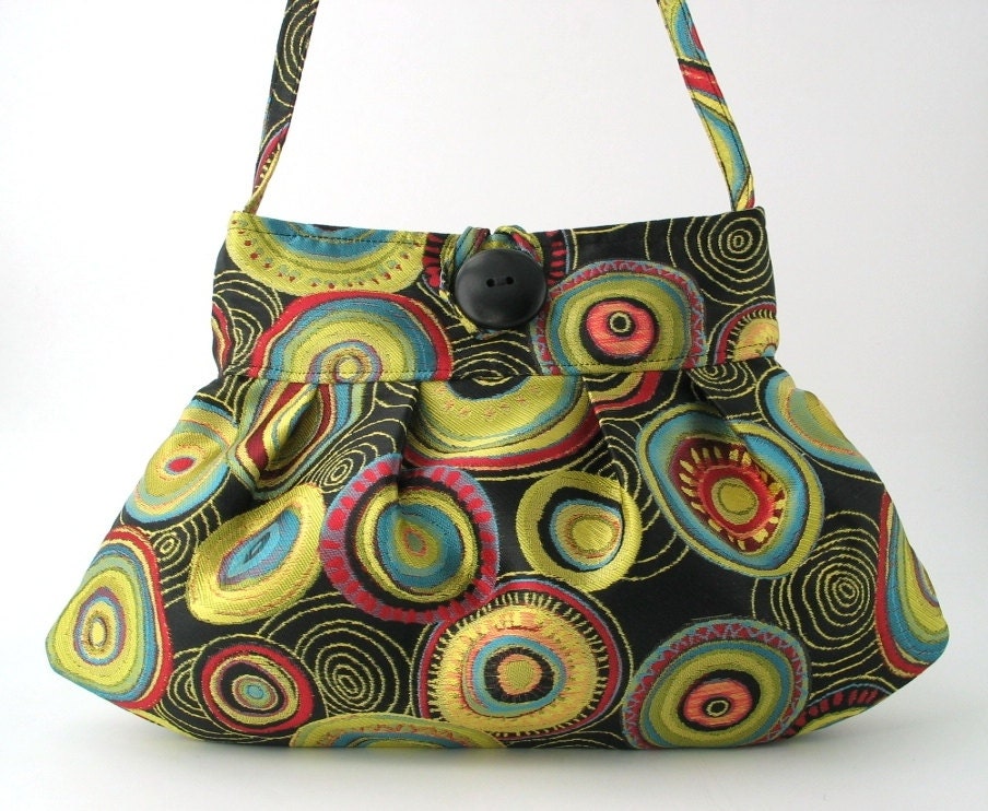 small tote bag -colorful circle handbag- sexy purse- shoulder bag , italian tapestry