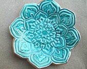 Pale Malachite green Ceramic Lotus Ring Dish