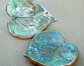 Ceramic Leaf  Set of TWO Small Ring Dishes