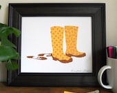 Muddy Wellies - 8x10 Art Print