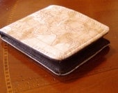 Men's wallet  maps  - 7 pocket billfold - water resistant lining - tan  geography wallet - vegan wallet