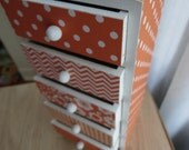5 Drawer Large Trinket Treasure Box - Orange Monochromatic Patterns