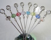 Colorful Striped Lampwork Glass Beads Appetizer Picks - SET OF 8
