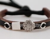 Skinny Leather Bracelet with Sterling Silver Accents