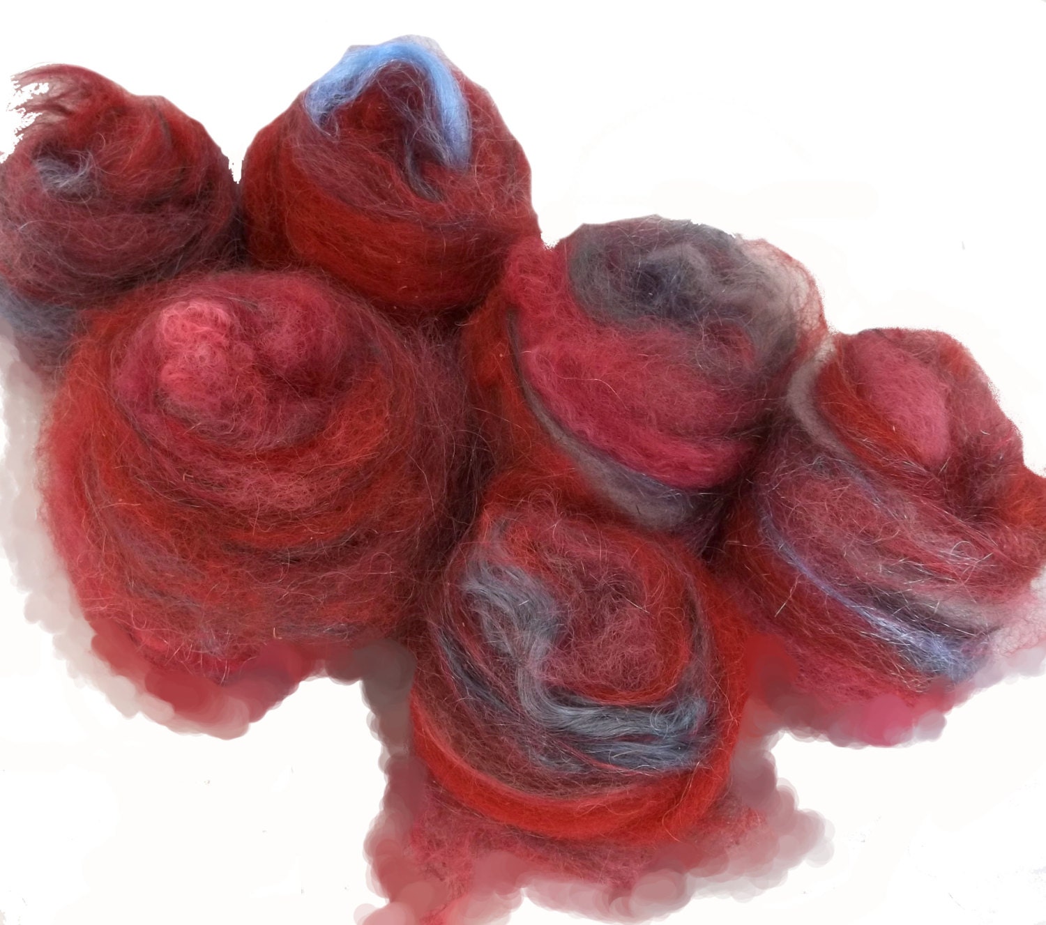 textured fiber art batt, felting or spinning, "The Beat of My Heart"