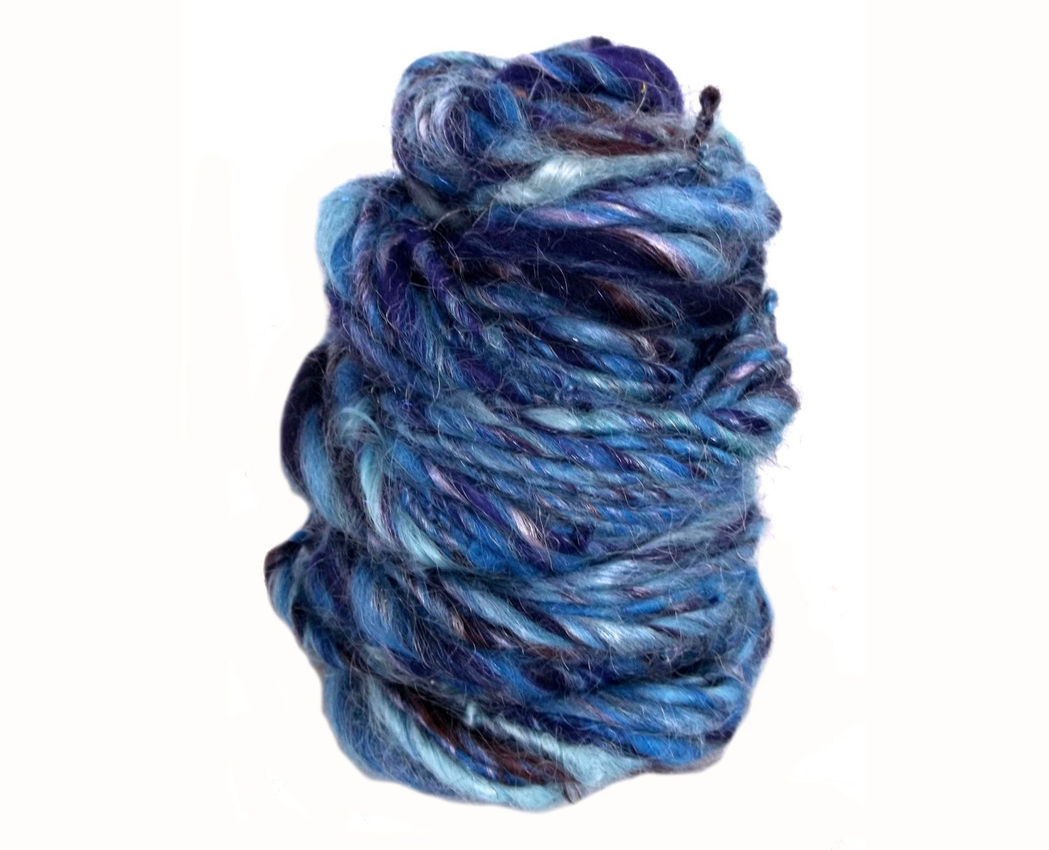 handspun, handpainted art yarn, "Blue Butterfly",