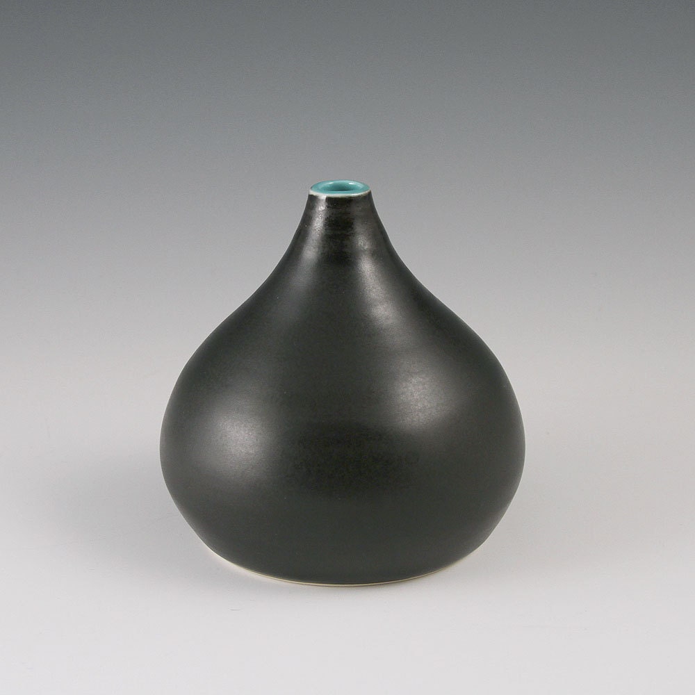 Small Vase in Black and Turquoise