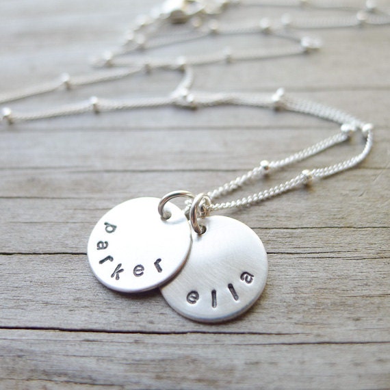 Personalized Mini Mom Necklace - Petite Sterling Discs with Names