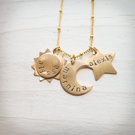 Celestial Trio - Sun, Moon, Star Necklace in Gold