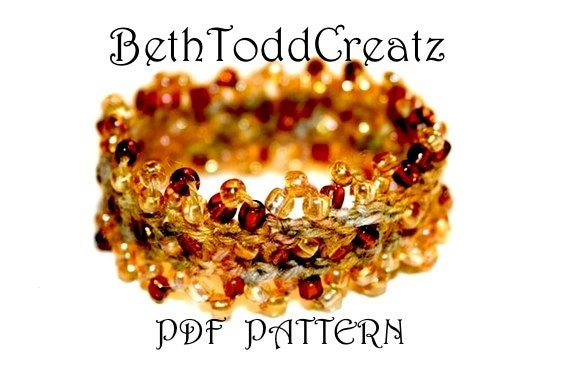 INSTANT Download PDF Beaded Band Lace Bracelet Crochet DIY pattern by BethToddCreatz Patterns on Etsy