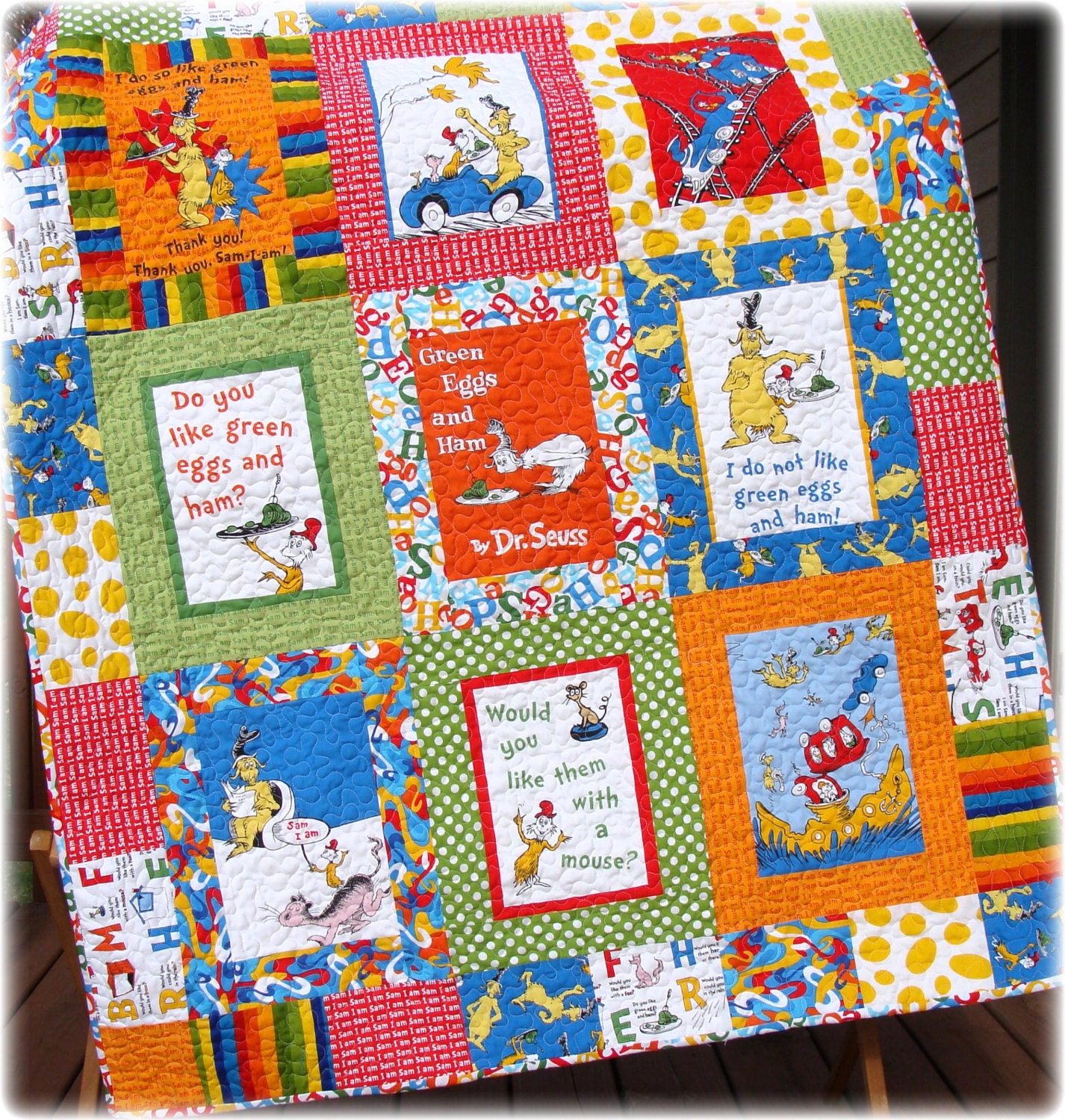 Dr Seuss Baby Quilt Green Eggs and Ham
