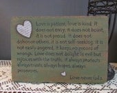 1 Corinthians 13:4 Verse Wood Sign  Love Never Fails