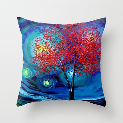 Pillow cover landscape tree art by Aja 16x16 or 18x18 Story of the Tree Act XLI