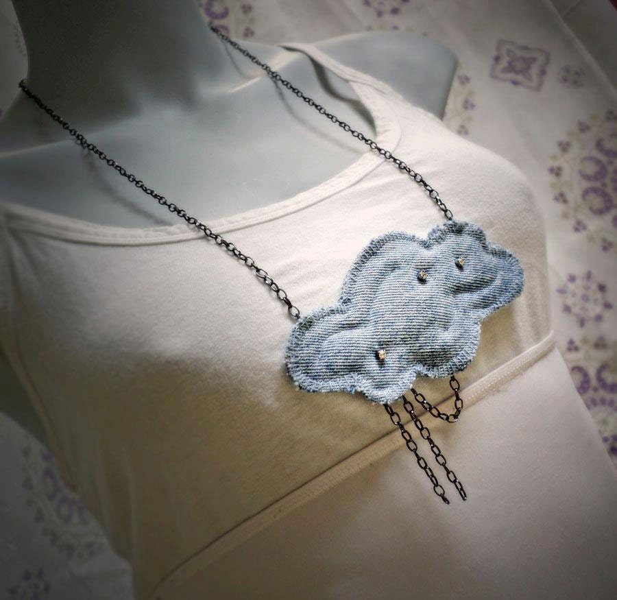 Cloud denim necklace