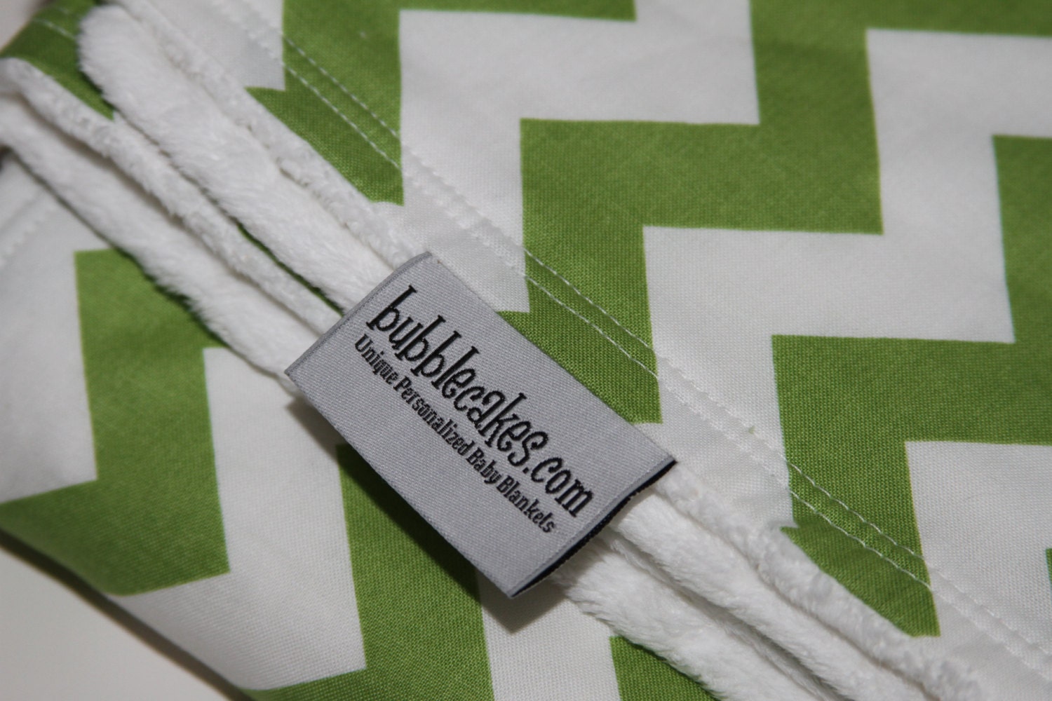 Green Chevron Baby Blanket - Minky Baby Blanket - Zig Zag -  Personalized Baby Gift