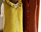 Crochet Pattern Ladies Vest Crochet Swing Vest Tunic Style with Optional Ruffle Collar