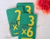 Vintage math flashcards, set of 5