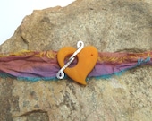 Handmade Toggle Clasp - Heart - Tangerine Orange