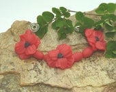 Poppy Flower Bead Set -  Ruby Red