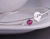 February Birthstone Bracelet Set, Amethyst Bracelet, Personalized Swarovski Crystal Birthstone Jewelry