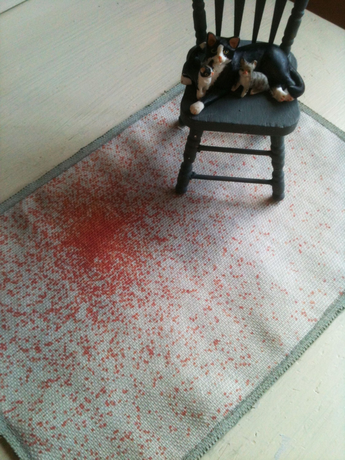 Miniature Orange & Grey Speckled Rug For Dolls House