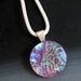 Round Fused Glass Pendant, Dichroic Fused Glass Pendant, Red Glass Pendant - Patterns on Pink