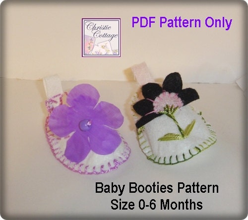 Baby Booties, Baby Slippers, Sewing Pattern, PDF, 0-6 months