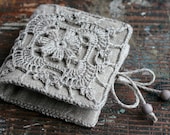 Small Linen Needle Book with Crochet detail
