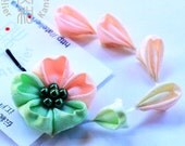 Sakura (Cherry Blossom) Tsumami Kanzashi Bobby Pin with Dangling Petal String