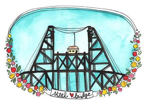 Steel Bridge // Portland Art // 5x7 Print // by Michele Maule