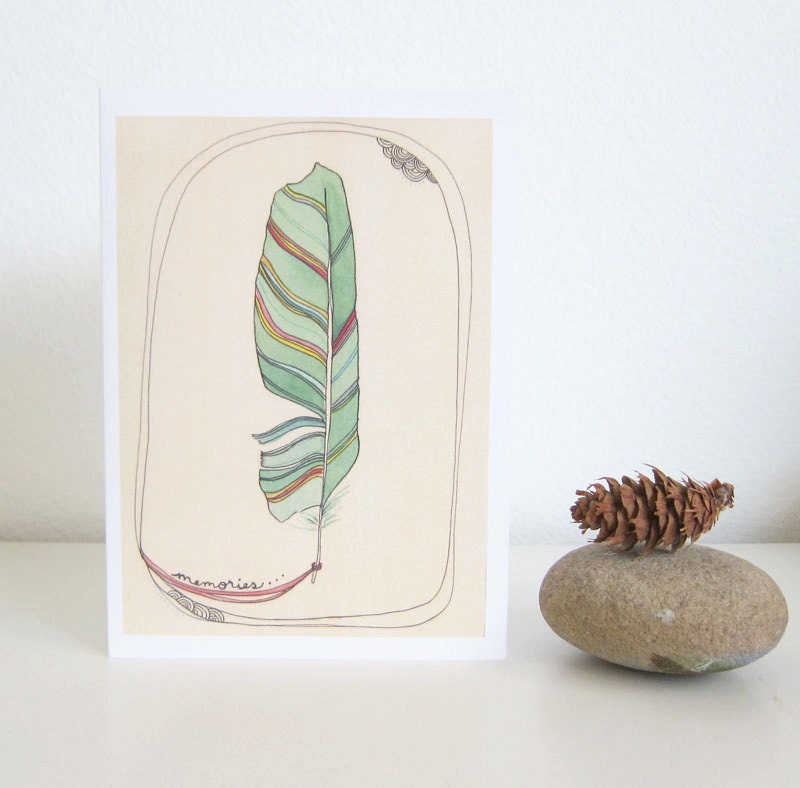 Feather Art  Blank Greeting Card - Memories