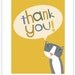 Thank you cards pale pink or yellow with hand drawn type and cute gray cat