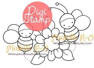 Digital Stamp: Spring Bees