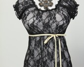 Size Small Black Lace Blouse - Fits Bust Measurement of 32 to 38 inches