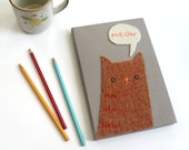 Kitty Sketchbook 6in x 8.75in orange houndstooth
